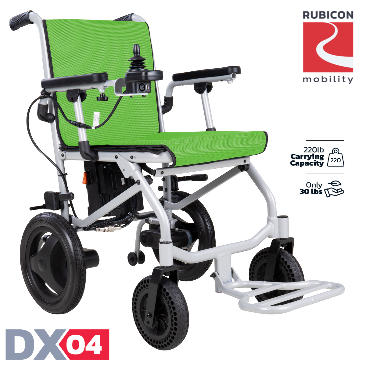 Rubicon DX04 - World's Lightest Electric Power Wheelchair: Foldable, Compact & Lightweight Motorized Wheelchair for Easy Travel & Mobility